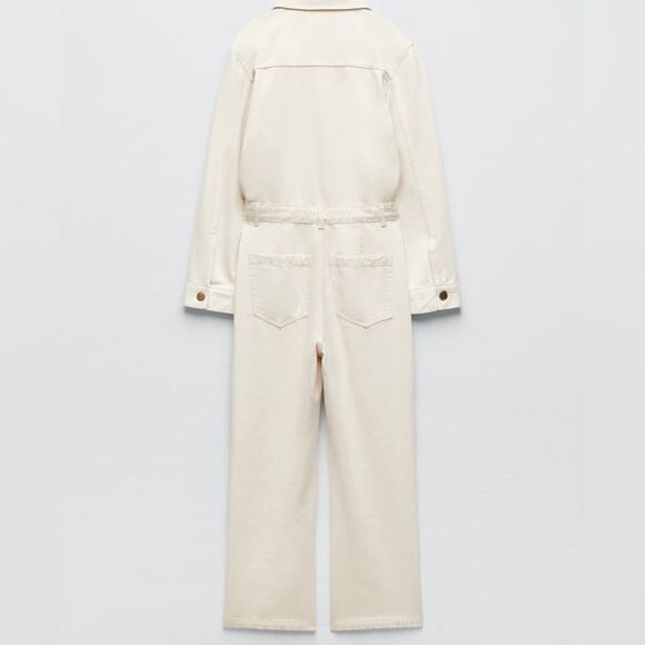 Zara Ecru Denim Jumpsuit Romper New - Picture 8 of 16